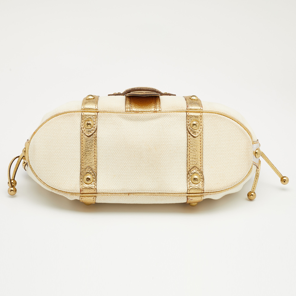 LOUIS VUITTON Cream/Gold Canvas and Leather Antigua Theda PM Bag - Picture 6 of 8
